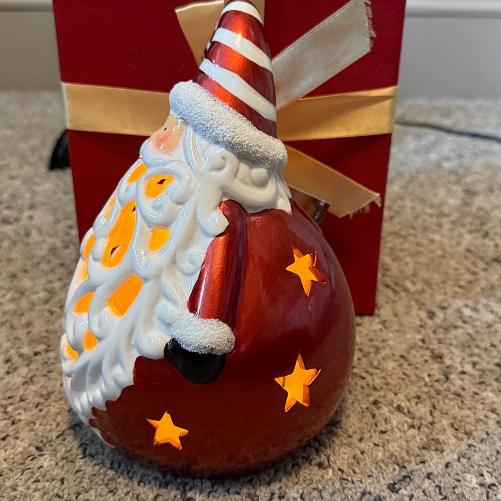 Santa Luminary w Flameless Candle Holiday Color Changing / Steady Amber Modes - Picture 7 of 11